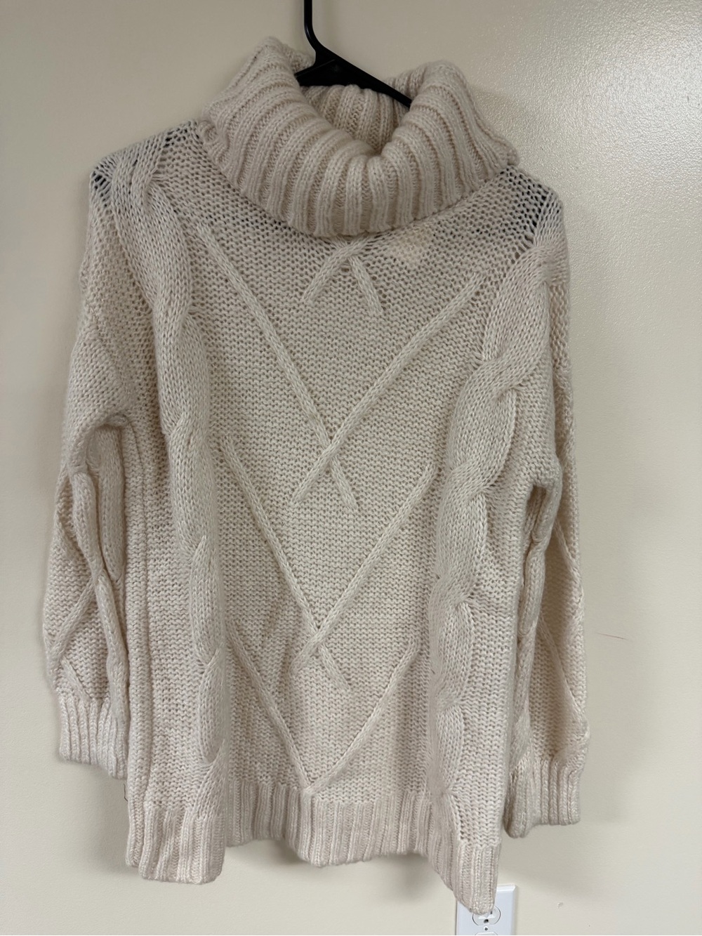 Pink Rose Cream Cable Turtleneck Sweater